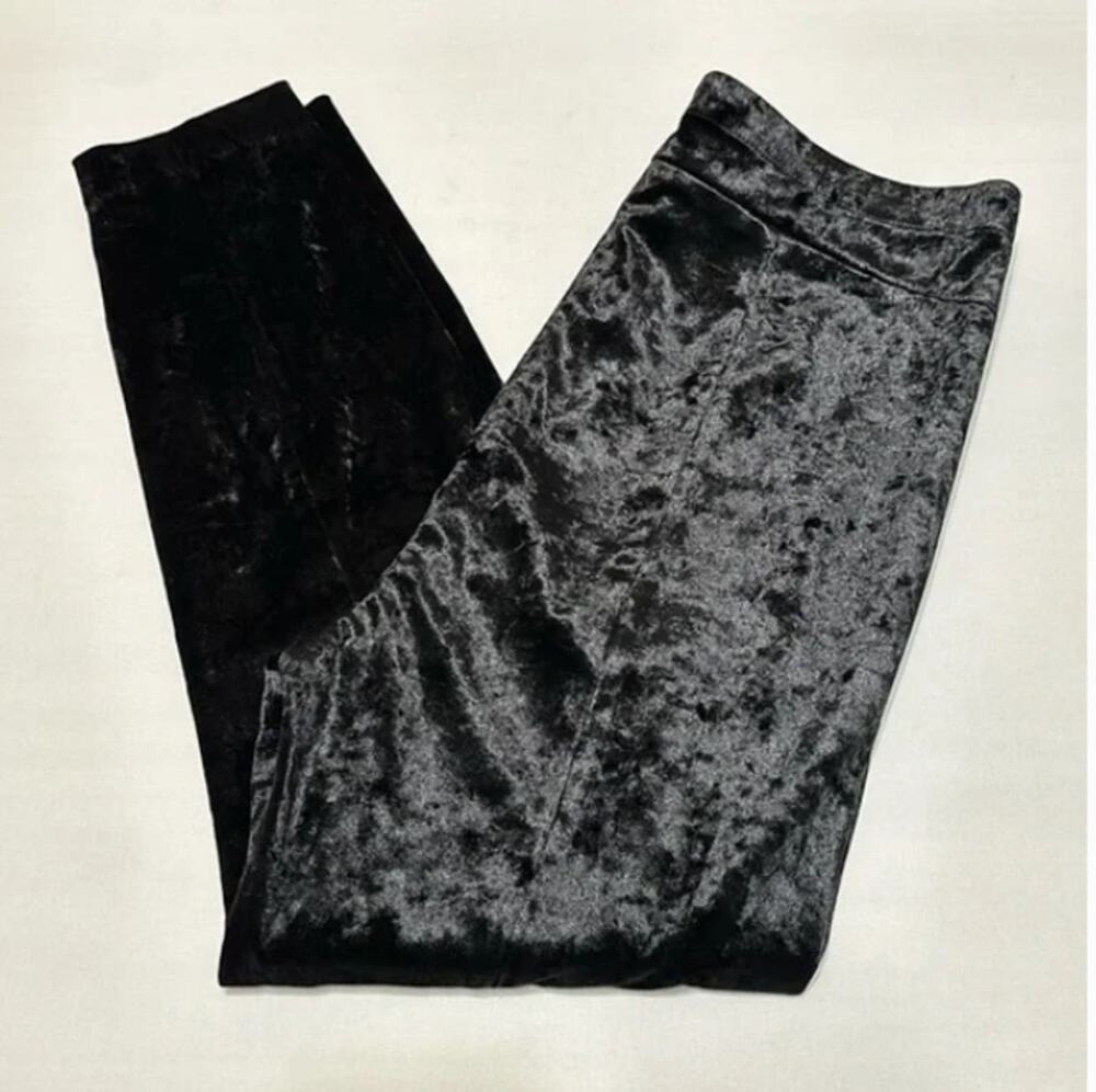 Good american black velvet pants STRAIGHT LEG SIDE ZIP GDPCV79 size 5 / XL